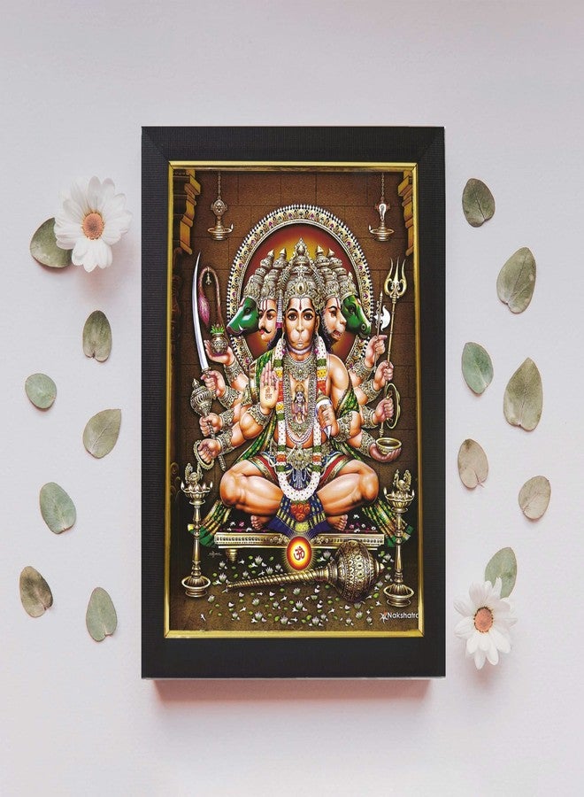 101Temples 101 Temples - Divinity Eternity Spirituality Panchamukha Hanuman God Photo Frame for Pooja Room with Wall Hook, 1 Piece | 10” x 13”, Matt Finish - Image 2